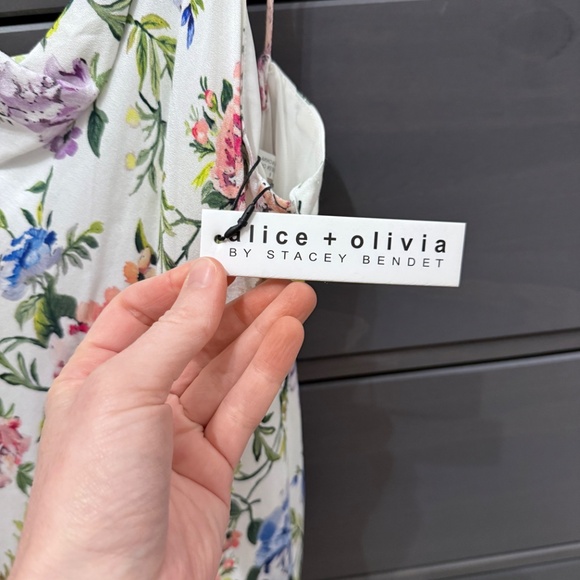NWT Alice + Olivia Harmony Slip Floral midi dress in Gardenia - size 6 - Picture 3 of 10
